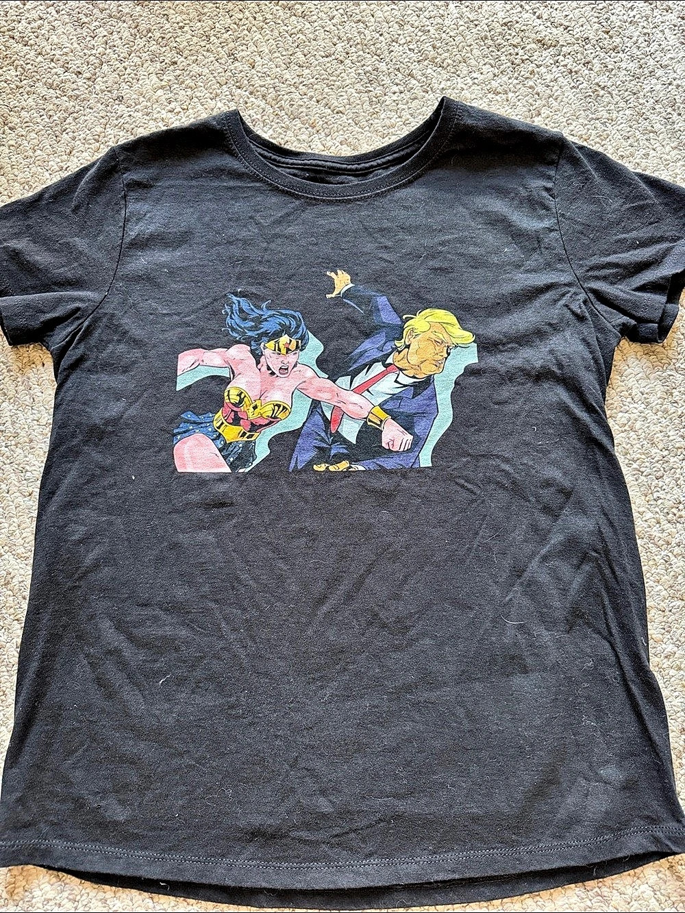 Hanes Graphic Short Sleeve Tee Size Medium superwoman and Donald trump